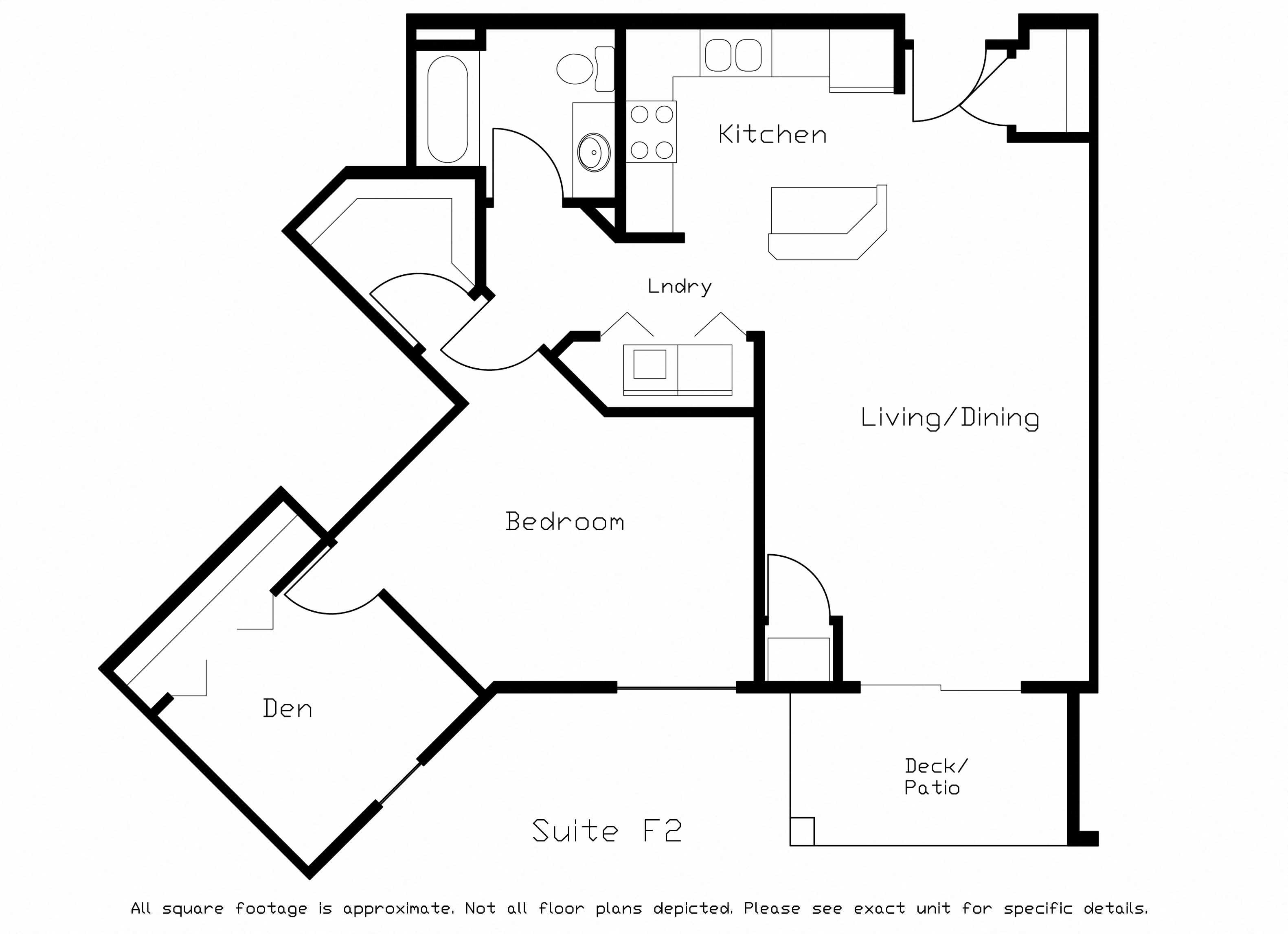 Floor plan for 1 bed, 1 bath, 934 sqft
